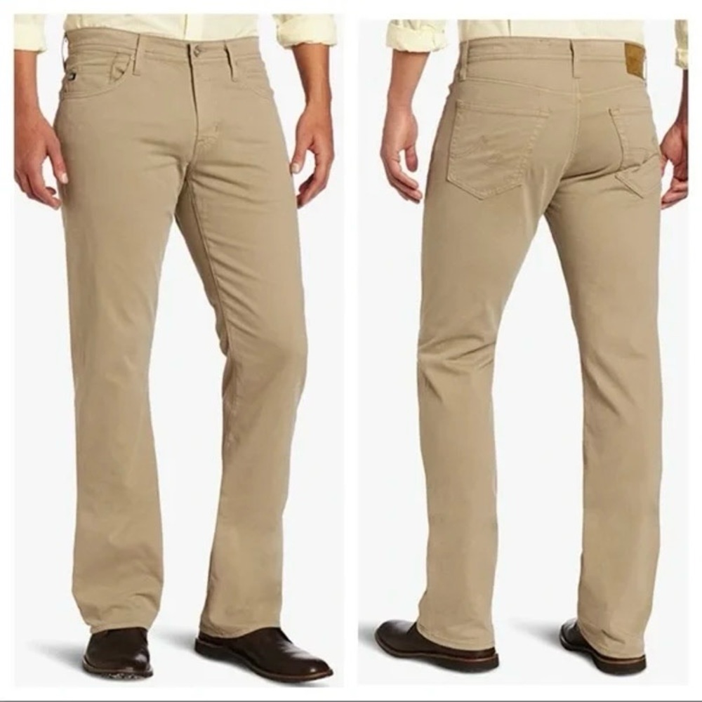 AG Adriano Goldschmied Cream Straight-Leg Jeans